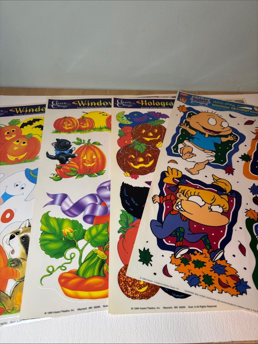 Vintage Window Clings Halloween and Rugrats Fall Theme Set of 4